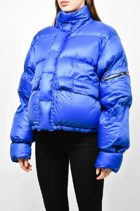 Entire Studios Blue Down Oversized Puffer Jacket with Velcro Size XS