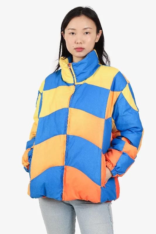 ERL Multicolor Colorblock Pattern Puffer Coat size Large