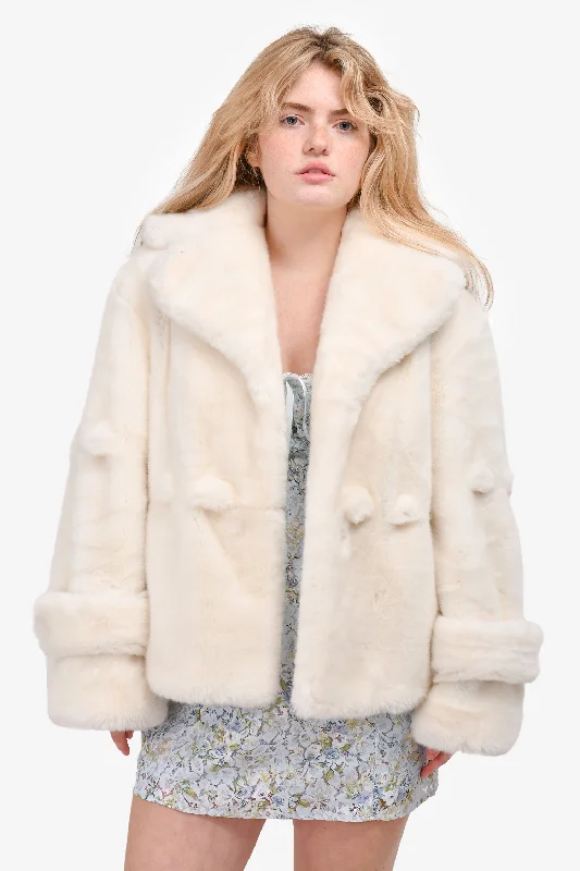 Ermanno Scervino White Faux Fur Jacket Size 40