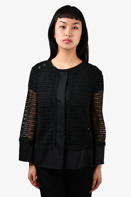 Escada Black Crochet Evening Jacket Size 38