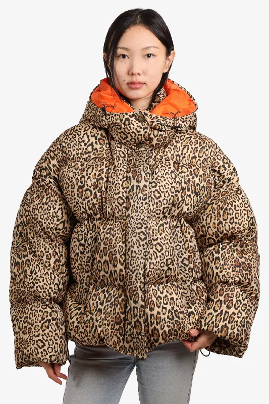 Etro Leopard-Printed Zipped Puffer Jacket Size 12