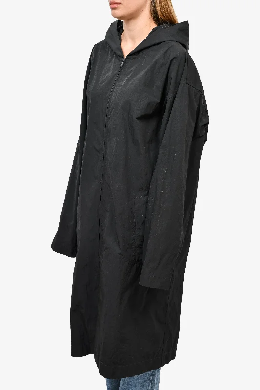 Fear of God Black Logo Long Rain Coat w/ Hood Size L w/ Tags