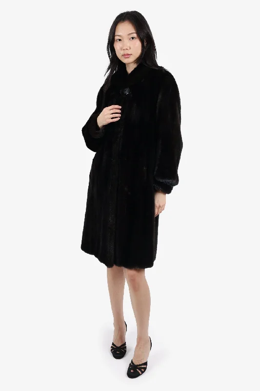 Brown Mink Fur Button-up Coat