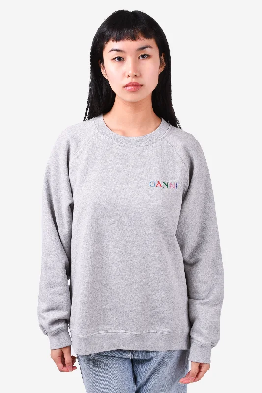 Ganni Grey Sweater with Ganni Embroidered Logo Size M