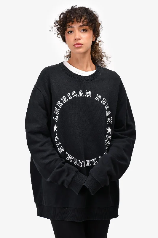 Givenchy Black Cotton 'American Dream' Embroidered Sweatshirt Size XXL