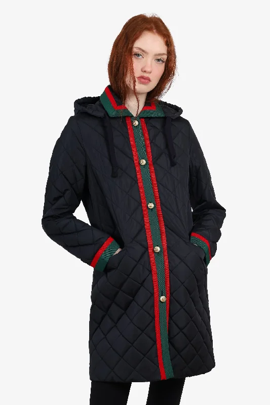 Gucci Black Quilted Pearl Puffer Jacket Size 44