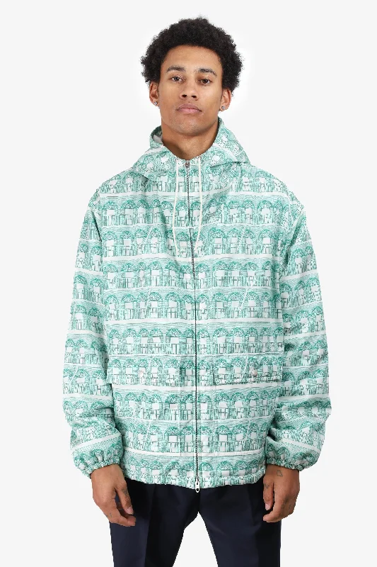 Gucci Green/White 2020 63 Wooster Pop Up Printed Windbreaker Size 52