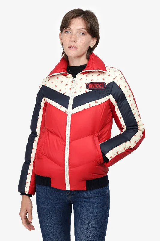 Gucci Red / Floral Down Puffer Coat Size 36