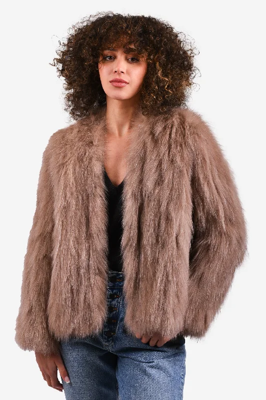 H Brand Grey Fox Fur Jacket Size S/M