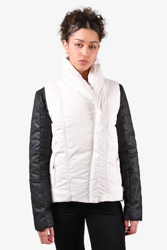 Helmut Lang White/Black Nylon Down Zip Jacket Size S