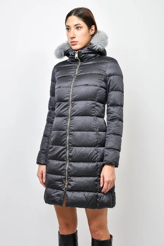 Herno Dark Grey Down Parka with Fur Hood