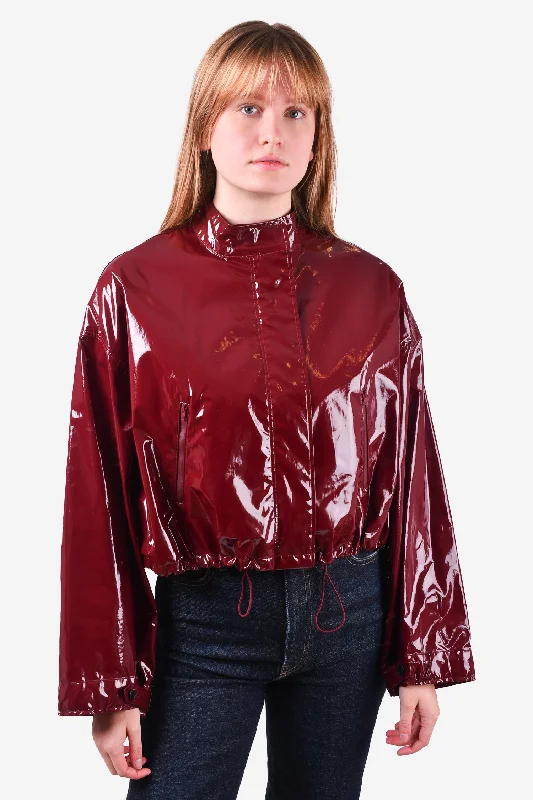 3.1 Phillip Lim Burgundy Vinyl Cropped Jacket Size M