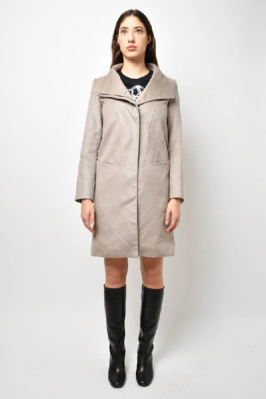 Helmut Lang Taupe Moleskin Knee Length Coat Size P