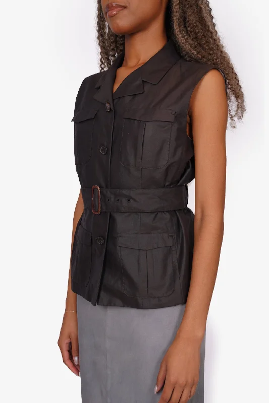 'S Max Mara Brown Sleeveless Jacket Size 38