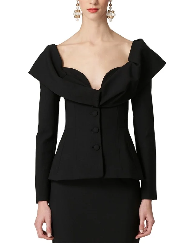 Carolina Herrera Button Front Structured Wool-Blend Jacket