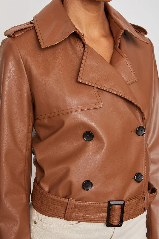 Joni Vegan Leather Moto Jacket in Macchiato