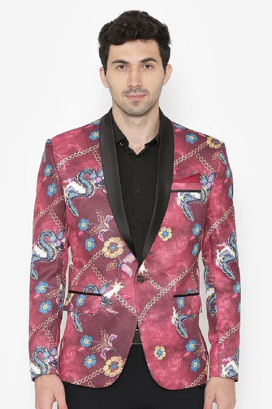 Polyester Fabric Maroon Tuxedo