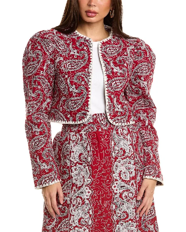 SEA NY Theodora Paisley Quilted Cropped Jacket