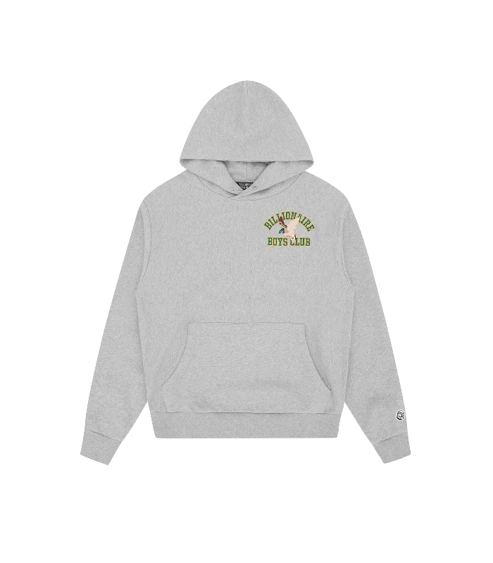 DUCK VARSITY EMBROIDERED POPOVER HOOD - HEATHER GREY