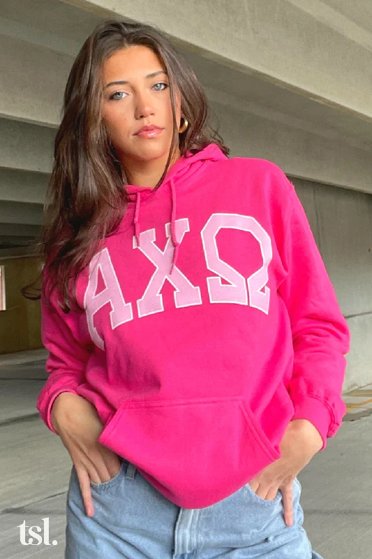 Alpha Chi Omega Pink Rowing Letters Hoodie