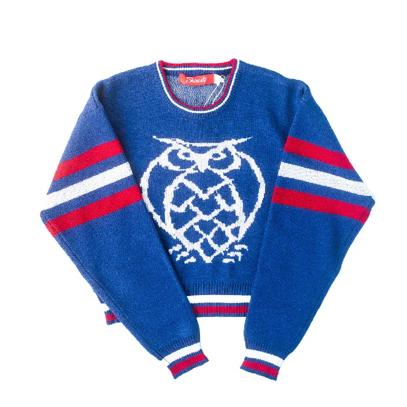 Women's Knit Cropped Owl Sweater