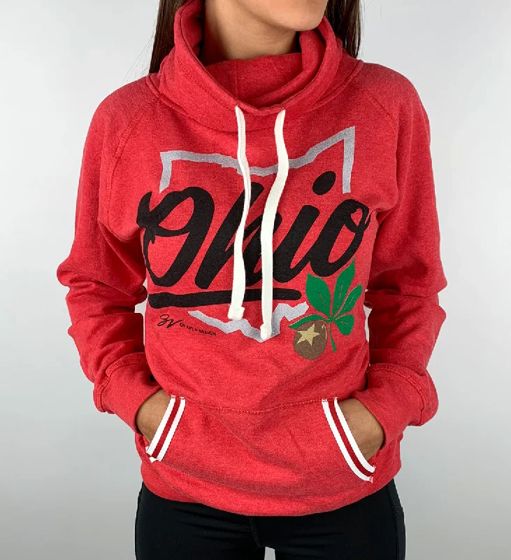 Women's Red Script Ohio Pullover Fleece