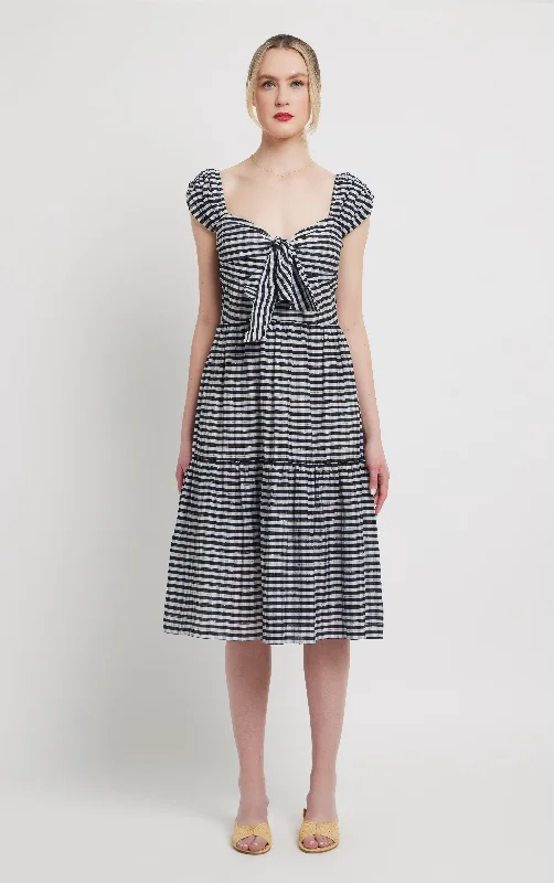 Dani Cotton Silk Dress - Black White Gingham