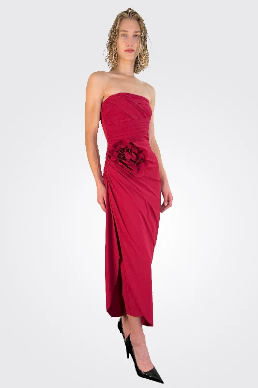 Deisette Midi Dress - Garnet