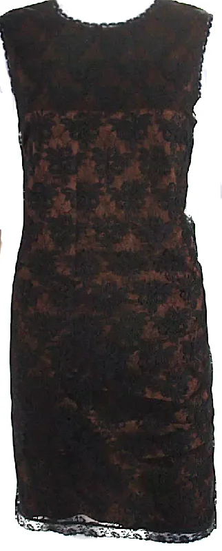 Dolce & Gabbana D&G Italy. Black Lace Round Neck Sleeveless Midi Dress