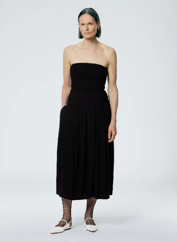 Drapey Jersey Ruched Strapless Dress