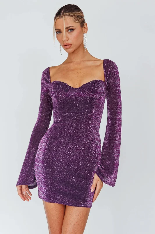 Dreaming Of Rome Laced Back Mini Dress Sparkle Grape