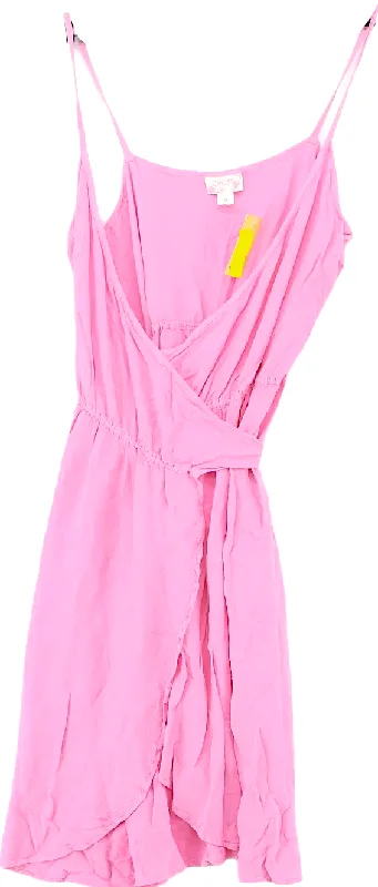 Ghost London. Tanya Sarne. Vintage Pink 100% Viscose Sleeveless Midi V-Neck Wrap Dress