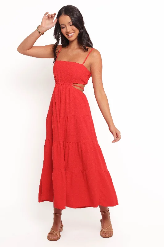 Indra Midi Dress - Red