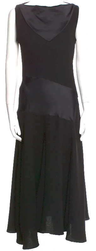 J.W. Anderson UK. (LOEWE). Black Viscose Blend Bateau Neckline Long Dress