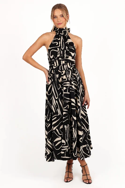 Jennifer Halterneck Maxi Dress - Black/White