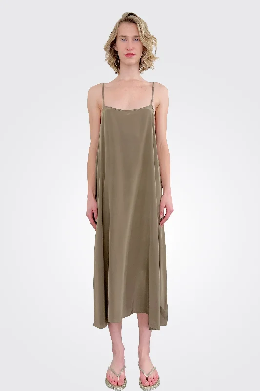 Long Silk Dress - Taupe