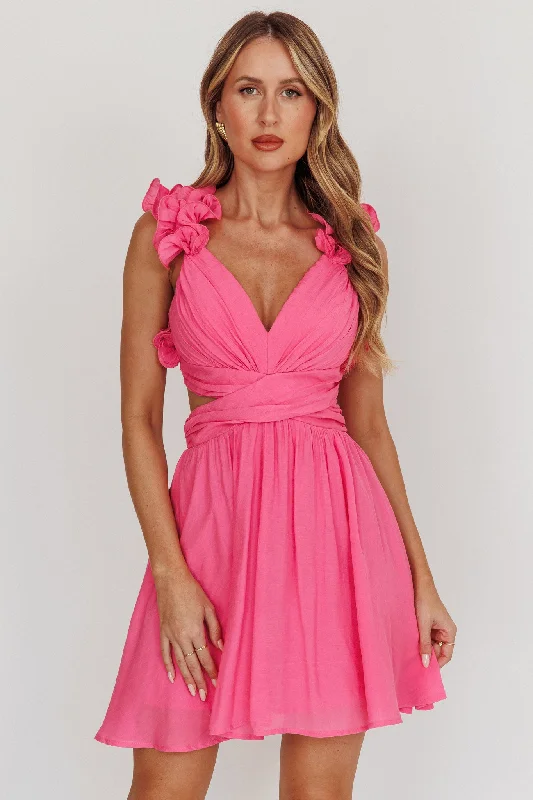 Madara Lace-Up Back Mini Dress Hot Pink