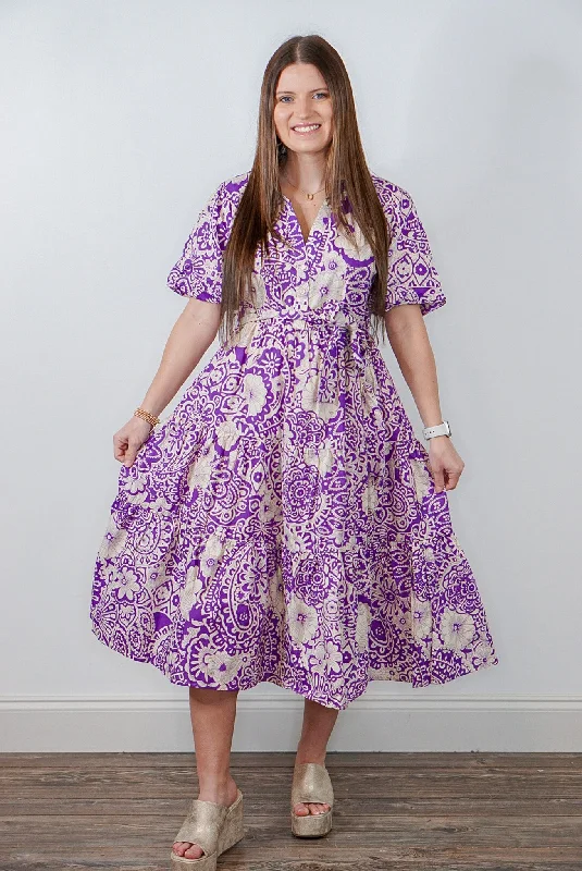 Paisley Promise Lavender Midi Dress