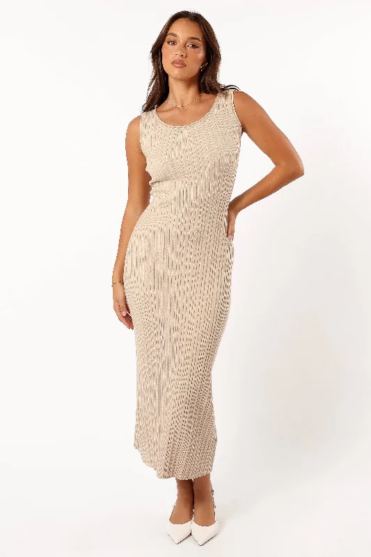 Reign Maxi Knit Dress - Beige