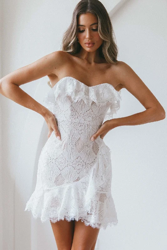 September Lace Mini Dress White