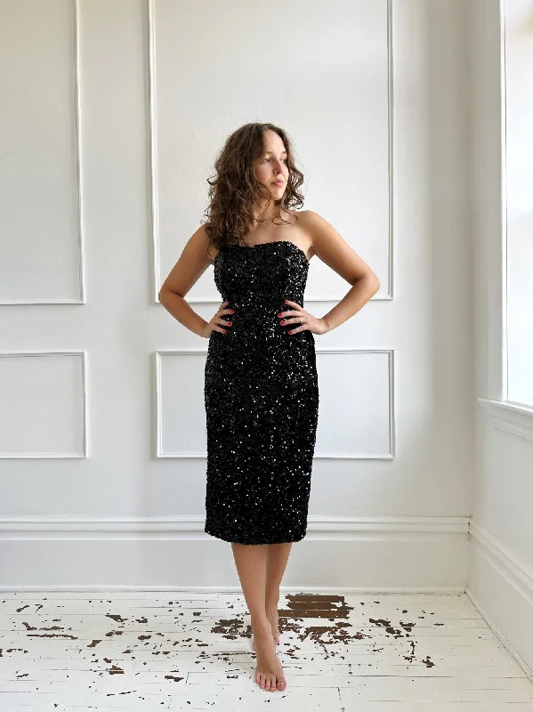 Strapless Sequins Midi Dress