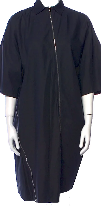 Totokaelo Black Oversized Cotton/MicroModal Fabric Zippers Dress