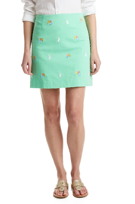 Ali Skirt Stretch Twill Spring Green with Easter Eggs and Bunny 19"