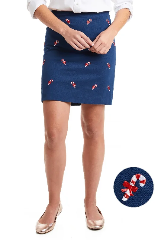 Ali Skirt Stretch Twill Nantucket Navy with Candy Cane