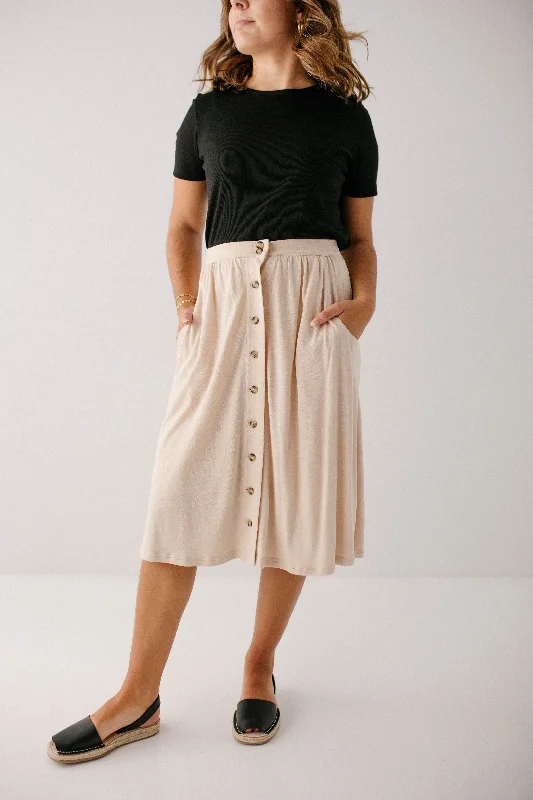 'Tirzah' Linen Bamboo Blend Button Front Skirt